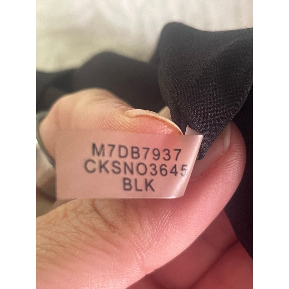 Calvin Klein Black Sheath Dress Gold Button Accents M7DB7937 Size 2 - Picture 7 of 9